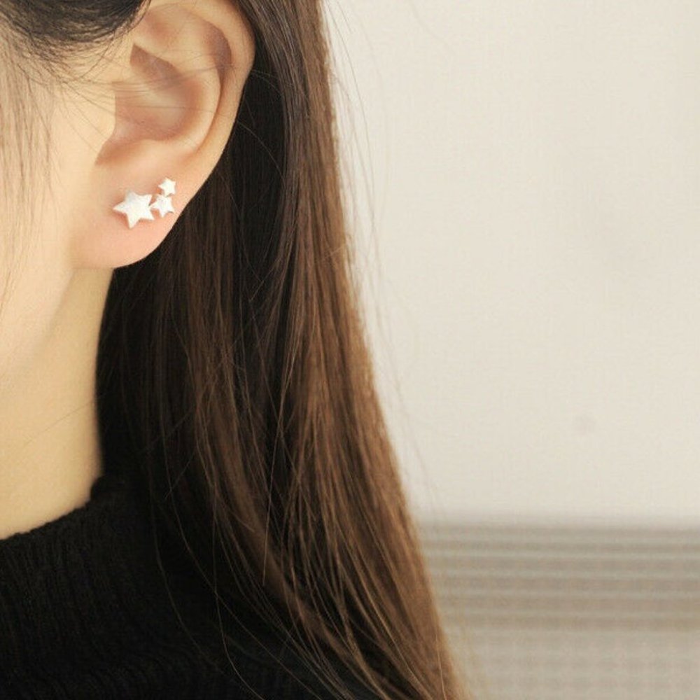 New 925 Silver Gradient Stars Studs - Picture 2 of 3
